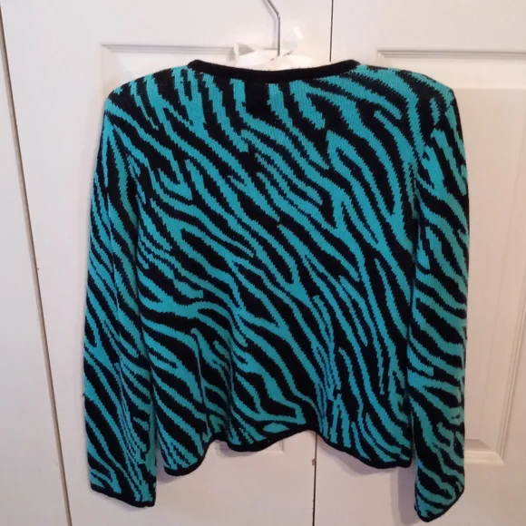 Like New RARE Vintage 90s Susan Bristol Petites Animal Print Zip-Front Cardigan - Picture 3 of 5